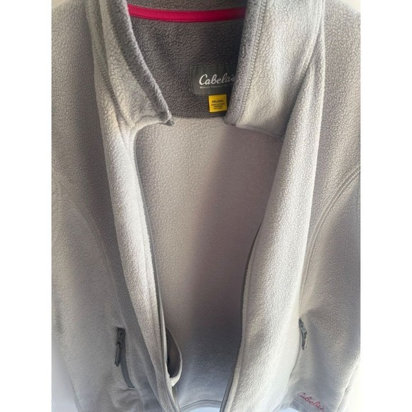 Woman's Cabela's Fleece Vest Full Zip Collar & Cinch Cord Pink Logo Hem 2 XL‎ - Picture 5 of 6